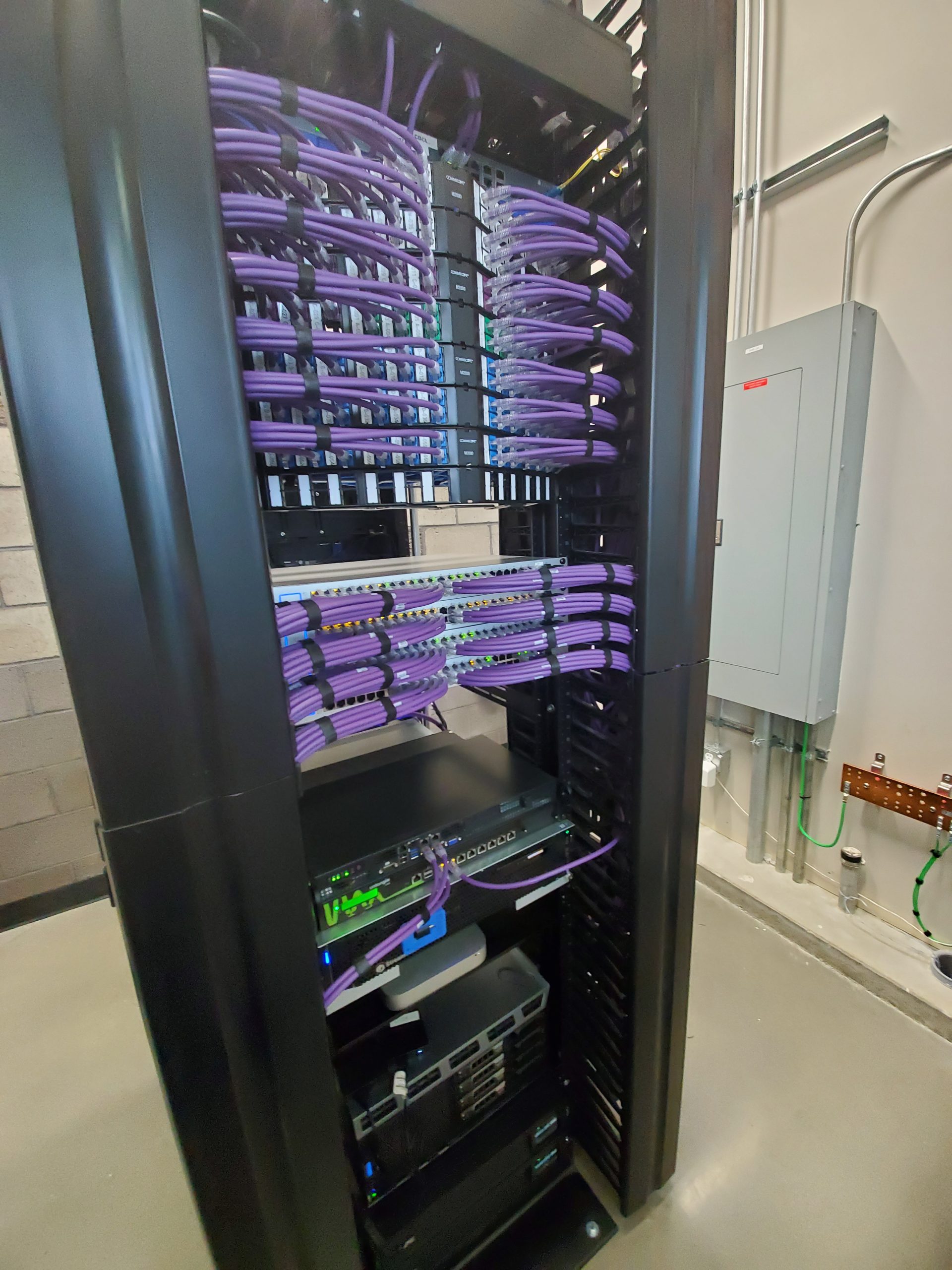 Commercial server rack install with structured cabling by AccessGuard Solutions